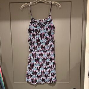 Express Black and Blue Floral Mini Dress
